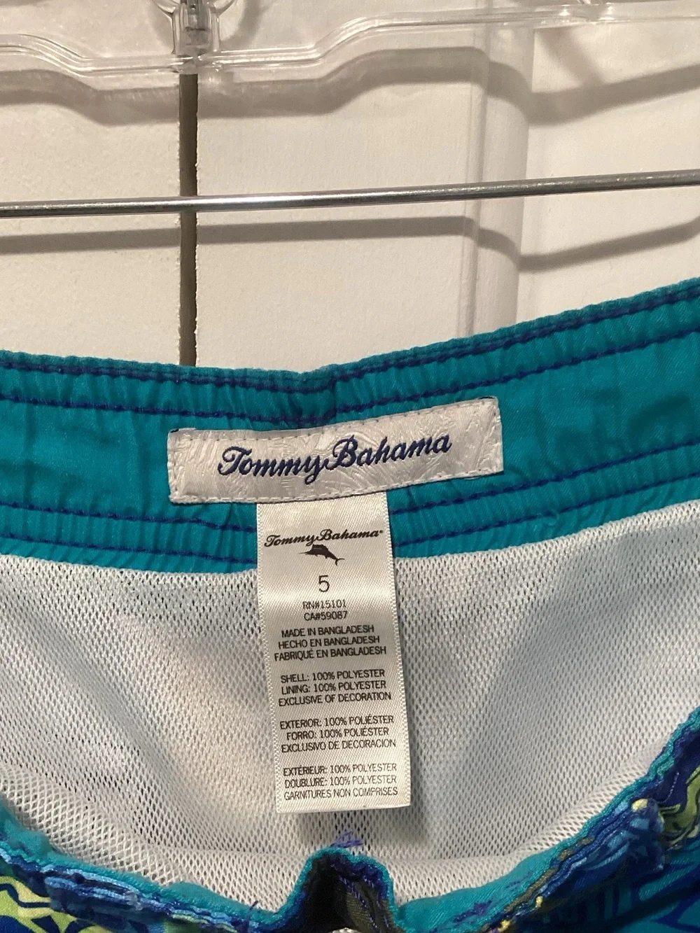 Tommy Bahama Blue Tropical Tiki Swim Shorts kids size 5